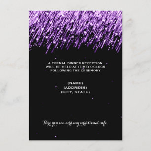 Wedding Reception Party Falling Stars Purple Enclosure Card