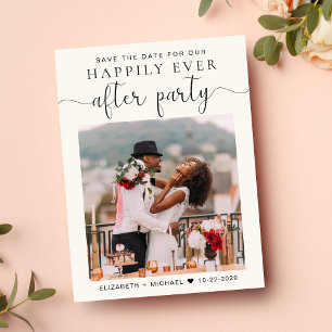 Wedding Reception Photo Cream Save the Date Announcement Postcard