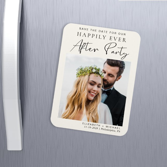 Wedding Reception Photo Cream Save The Date Magnet (Creator Uploaded)