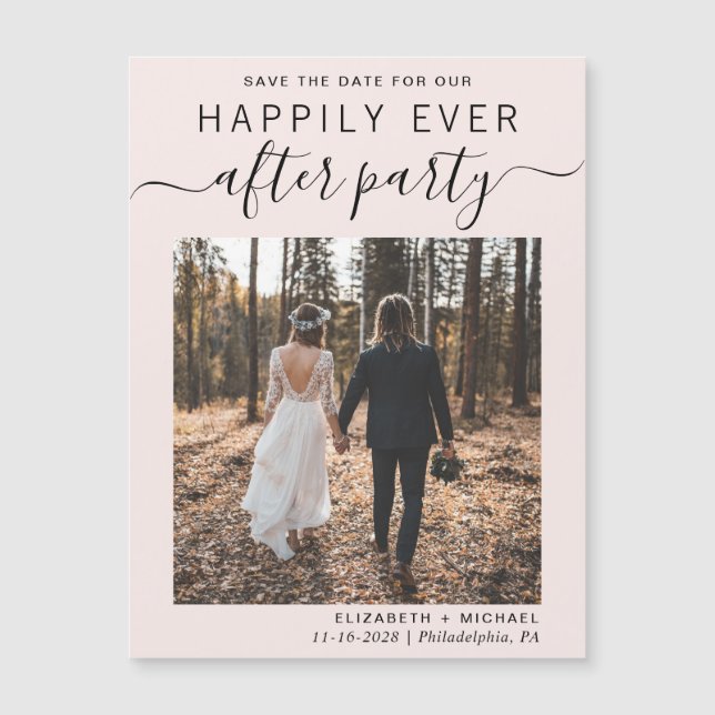 Wedding Reception Photo Pink Save the Date (Front)