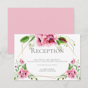 WEDDING RECEPTION   Pink Watercolor Poppies Invitation