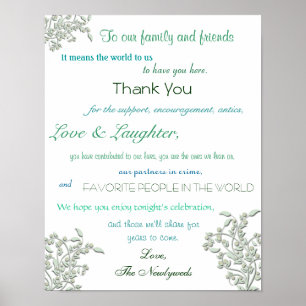 Wedding Reception Poster, Thank You Sign