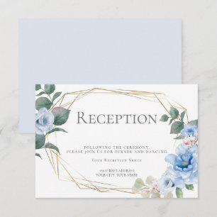 Wedding Reception   Powder Blue Peony Flowers Invitation