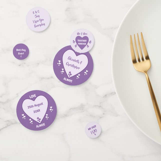 Wedding Reception Purple and Lilac hearts table Confetti (Group)