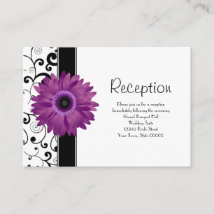 Wedding Reception Purple Gerbera Daisy w/ Scroll Enclosure Card