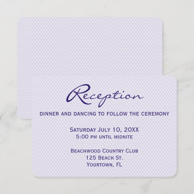 Wedding Reception Purple Hearts Invitation (Front/Back)