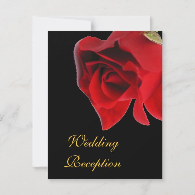 Wedding Reception red rose on black Invitation (Front)