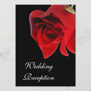 Wedding Reception red rose on black invitation