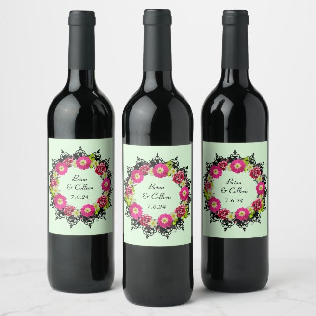 Wedding Reception Rehearsal Elegant Wine  Label (Bottles)