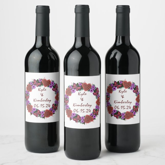 Wedding Reception Rehearsal Elegant Wine  Label (Bottles)