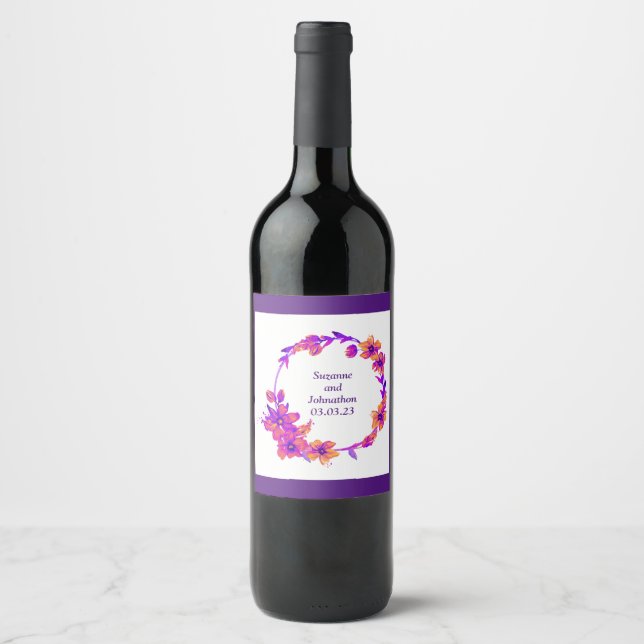Wedding Reception Rehearsal Wine Elegant Label (Front)
