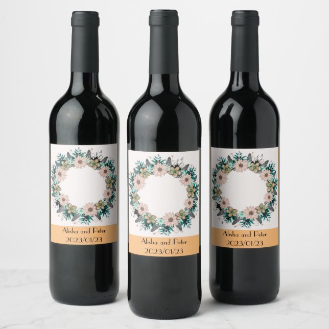 Wedding Reception Rehearsal Wine Elegant Wine Label (Bottles)