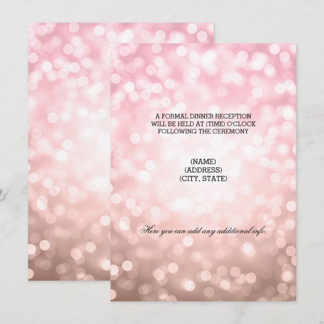 Wedding Reception Rose Blush Pink Lights Invitation (Front/Back)