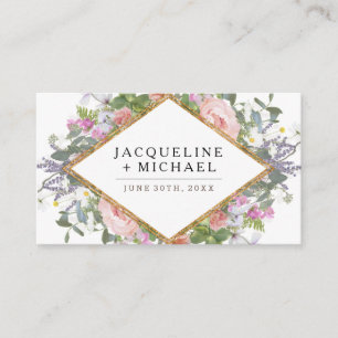 Wedding Reception Rose Gold Country Floral Art Enclosure Card