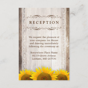 Wedding Reception Rustic Lace Barn Wood Sunflowers Enclosure Card