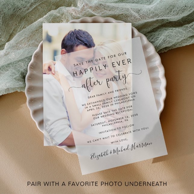 Wedding Reception Save the Date  Vellum Invitations (Elevate your wedding reception save the dates with the timeless beauty of vellum overlays)