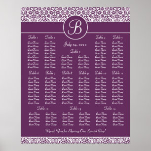 Wedding Reception Seating Chart - Standard Sizes