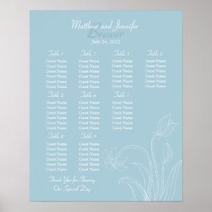 Wedding Reception Seating Chart - Standard Sizes