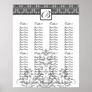 Wedding Reception Seating Chart - Standard Sizes