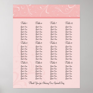 Wedding Reception Seating Chart - Standard Sizes