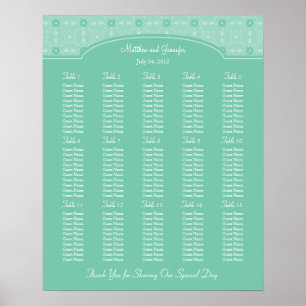 Wedding Reception Seating Chart - Standard Sizes