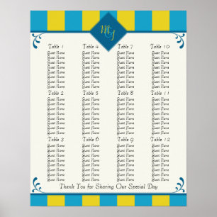 Wedding Reception Seating Chart - Standard Sizes