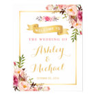 Wedding Reception Sign Elegant Chic Floral Gold