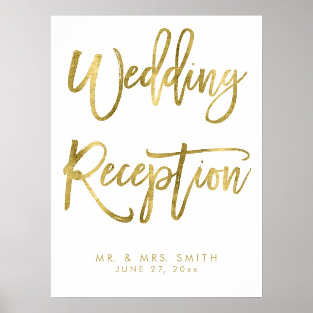Wedding Reception Sign Print Gold And White (Front)