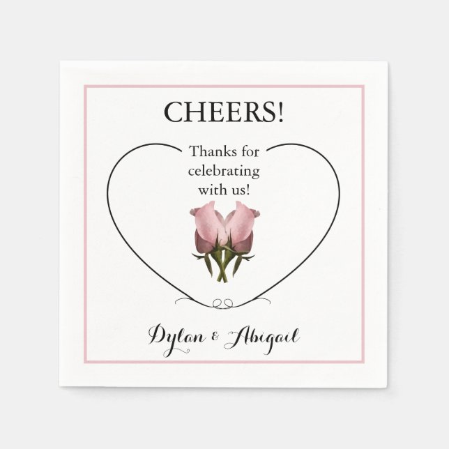 Wedding Reception Standard Napkins w/Roses (Front)