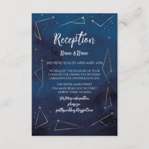 Wedding Reception Star Signs Navy Gold Enclosure Card