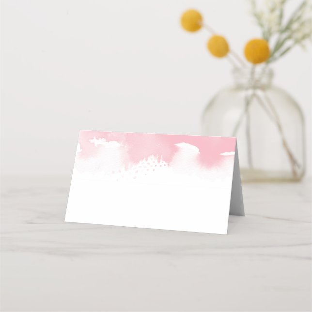 WEDDING RECEPTION stylish watercolor blush pink Place Card (Front)