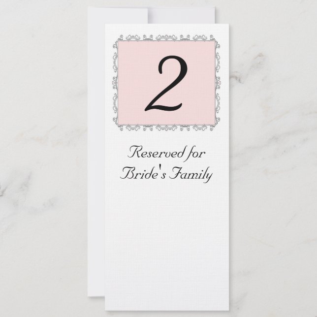 Wedding Reception Table Number (Front)