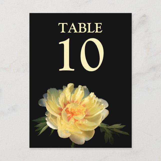 Wedding Reception Table Number Cards Floral Peony (Front)