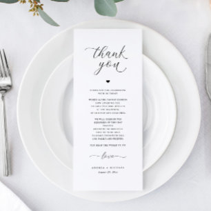 Wedding Reception Thank You Cards Elegant Romantic