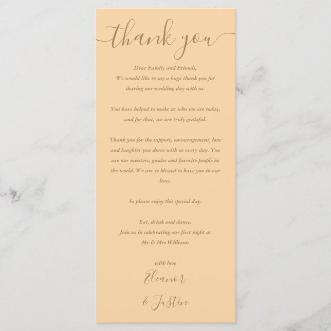 Wedding Reception Thank You Champagne Place Card (Front)