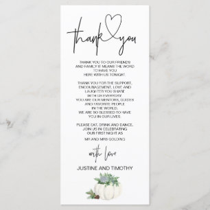 Wedding Reception Thank You Decor Thanksgiving Menu