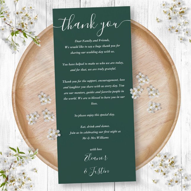 Wedding Reception Thank You Emerald Place Card (Wedding Reception Thank You Emerald Place Card)