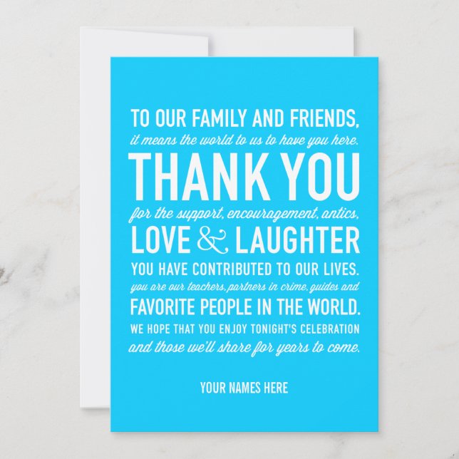 Wedding Reception Thank You Message Card (Front)