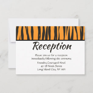 Wedding Reception Tiger Print Gold Black Stripe Invitation