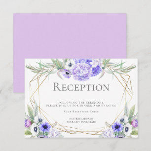 Wedding Reception   Violet Anemone Floral Bouquet Invitation