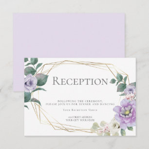 Wedding Reception   Watercolor Lavender Floral Invitation