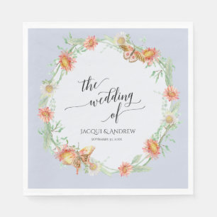 Wedding Reception Watercolor Lilac Floral Wreath Napkin