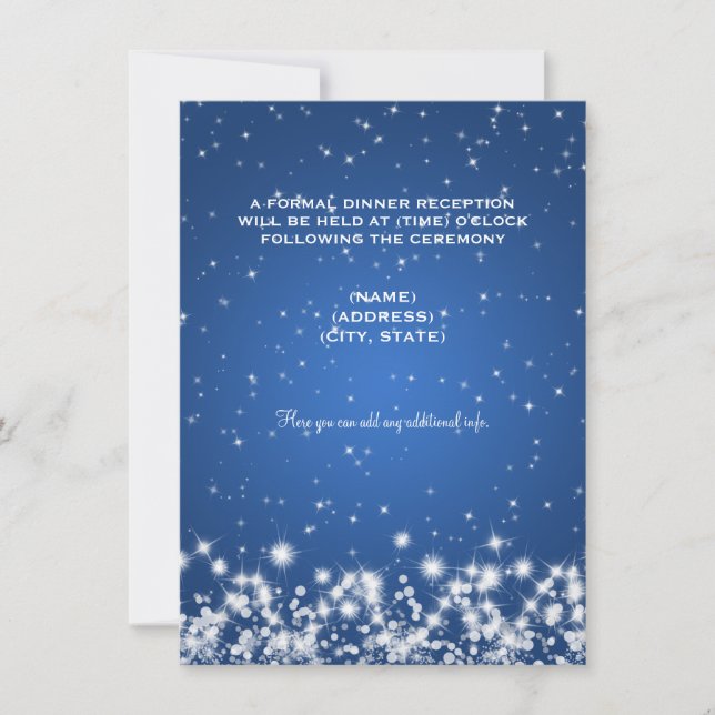 Wedding Reception Winter Sparkle Blue Invitation (Front)