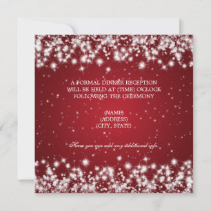 Wedding Reception Winter Sparkle Red Invitation