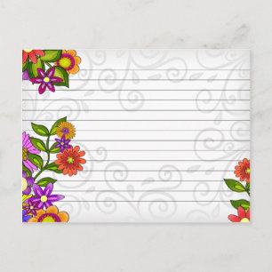 Wedding Recipe Card Bright Flowers