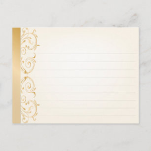 Wedding Recipe Card Gold and Silver
