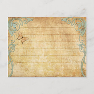 Wedding Recipe Card Vintage Butterfly