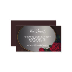 Wedding Red Blush Floral Silver Gray Mirror Detail Enclosure Card