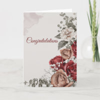 Wedding Red Bronze White Roses Congratulations