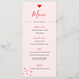 Wedding  Red Heart Modern Simple Wedding Menu